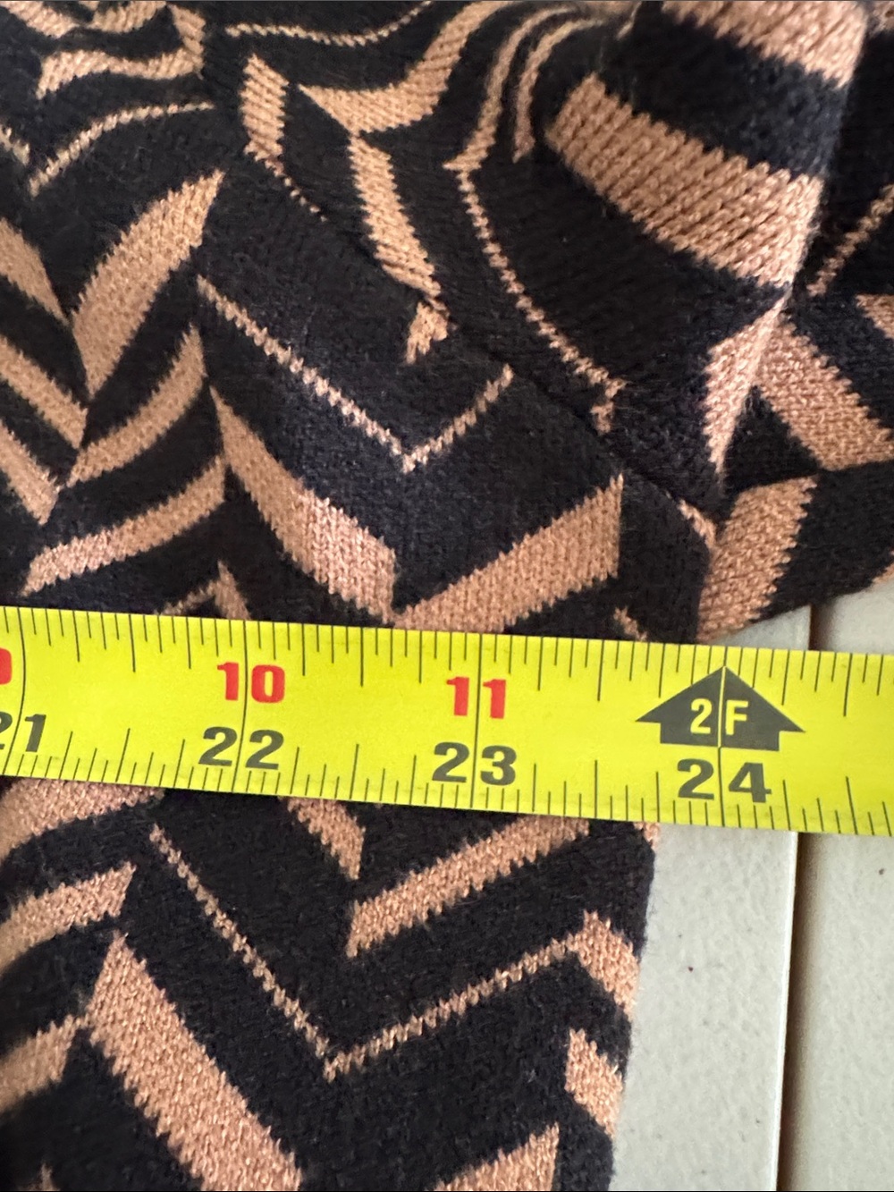 Anne Klein Black and Tan Geometric Zip-Front Turtleneck Sweater - Picture 9 of 9